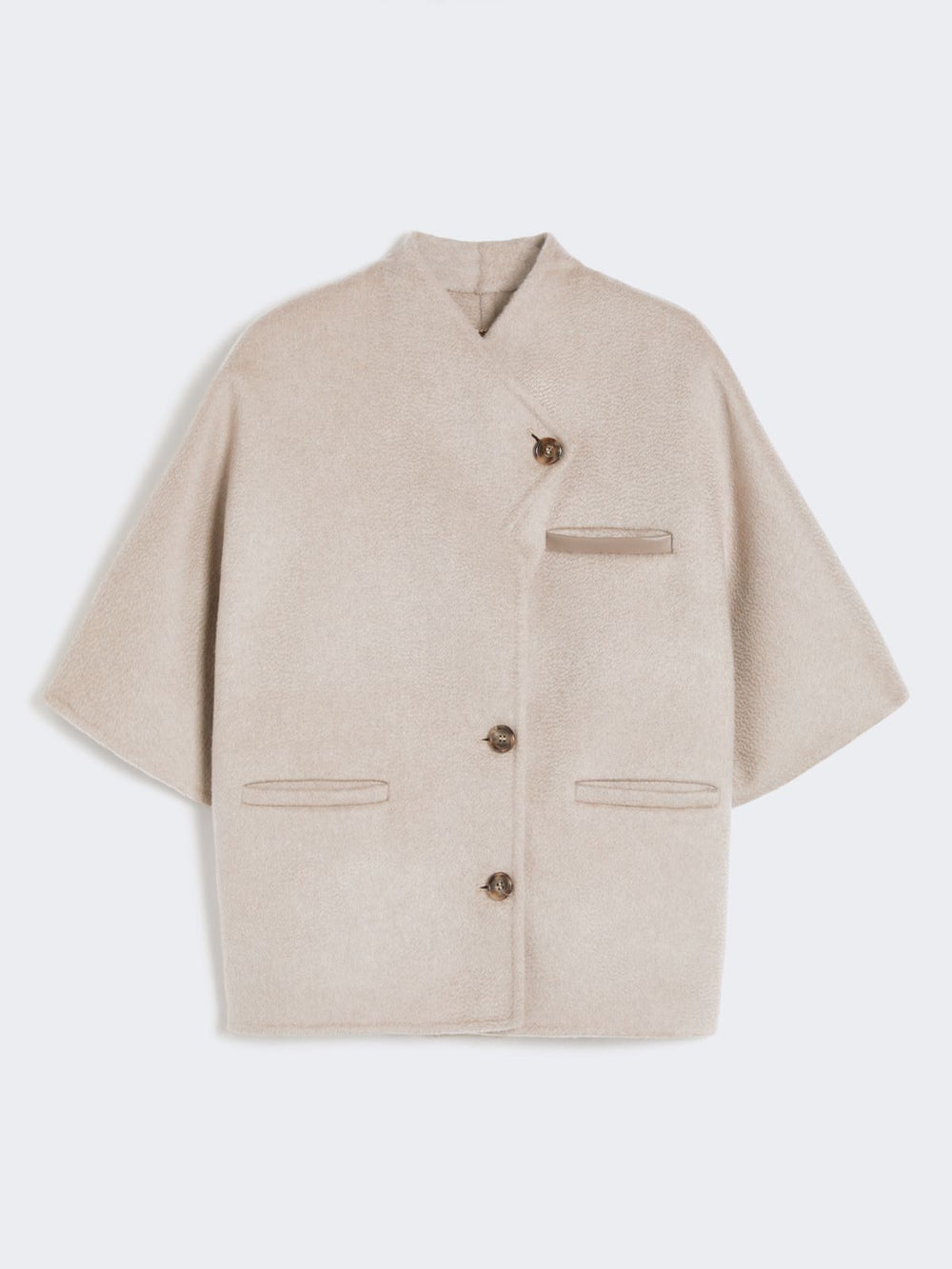 Long cropped cape in cashmere drap - Sand