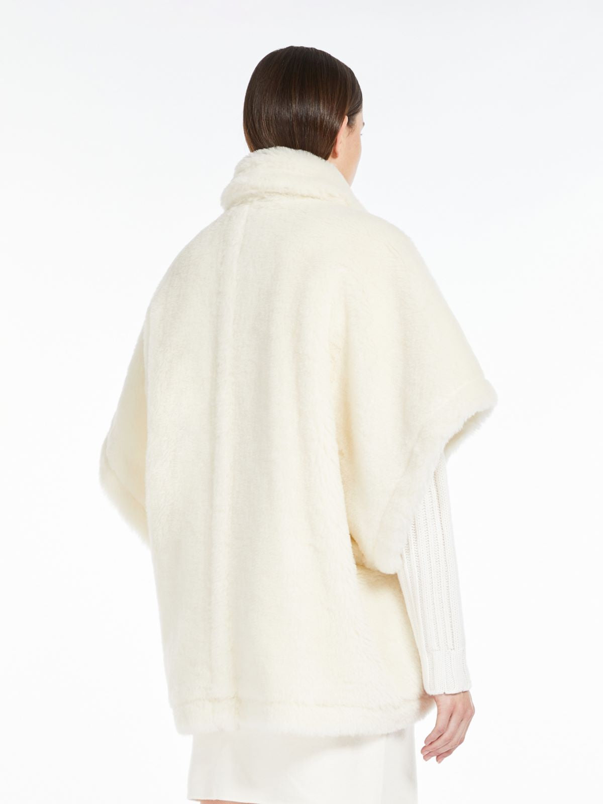Cape in alpaca and wool Teddy fabric - Optical white