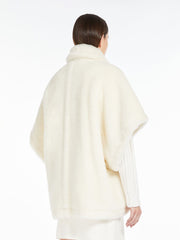 Cape in alpaca and wool Teddy fabric - Optical white