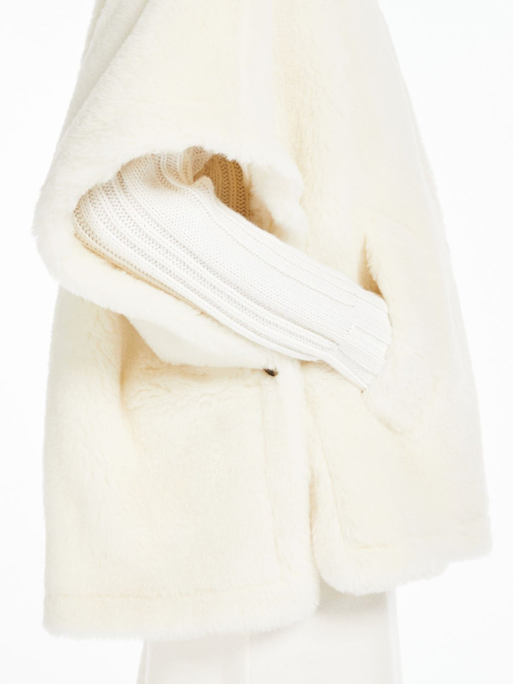 Cape in alpaca and wool Teddy fabric - Optical white