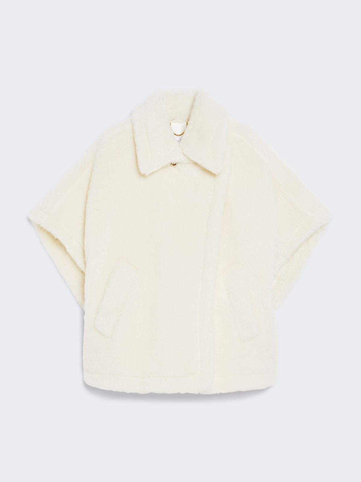 Cape in alpaca and wool Teddy fabric - Optical white