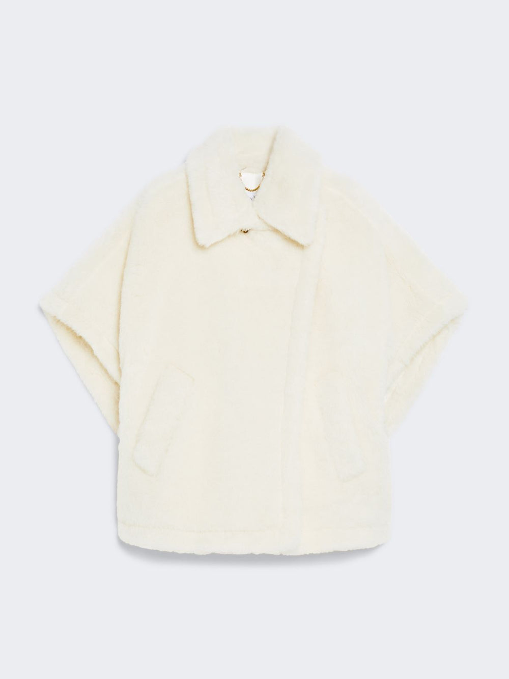 Cape in alpaca and wool Teddy fabric - Optical white