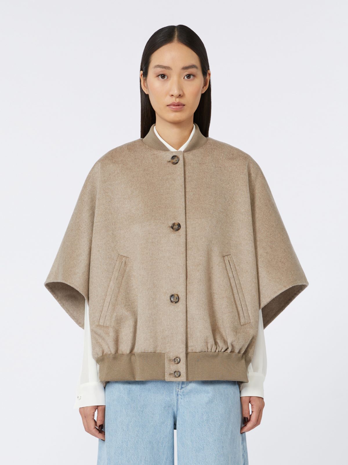 Lightweight cashmere cape - Beige