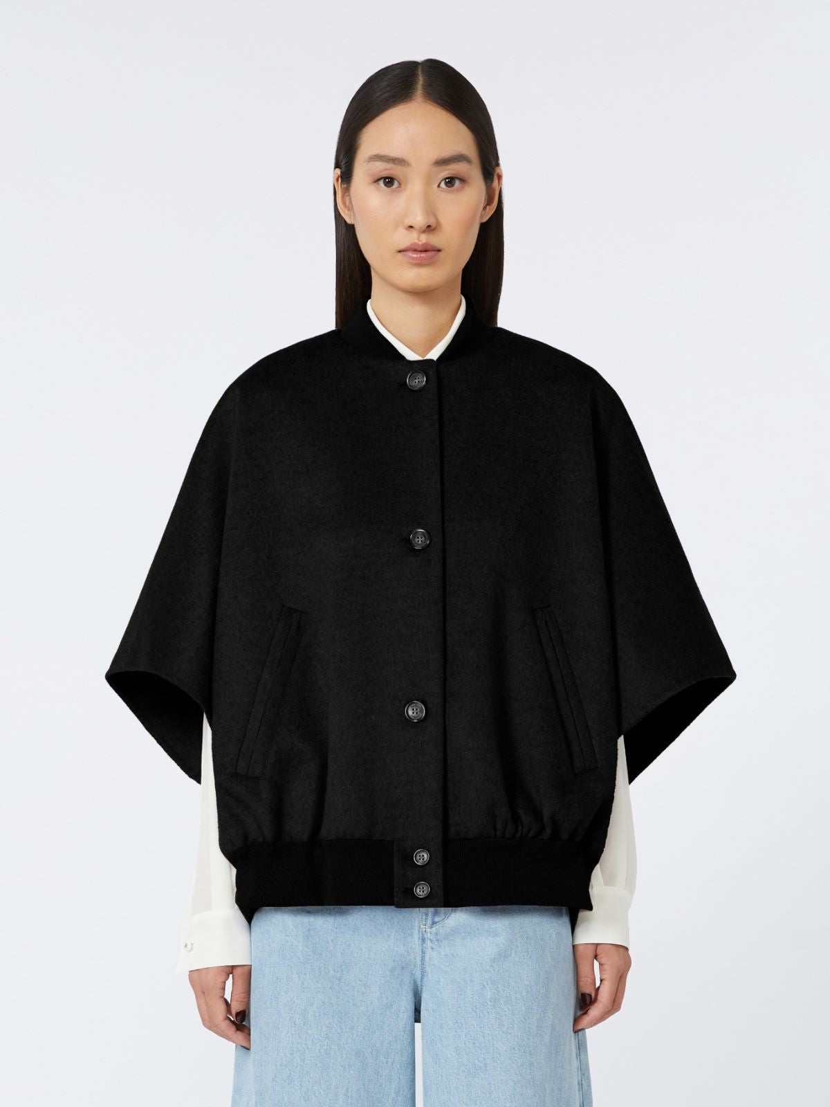 Lightweight cashmere cape - Black