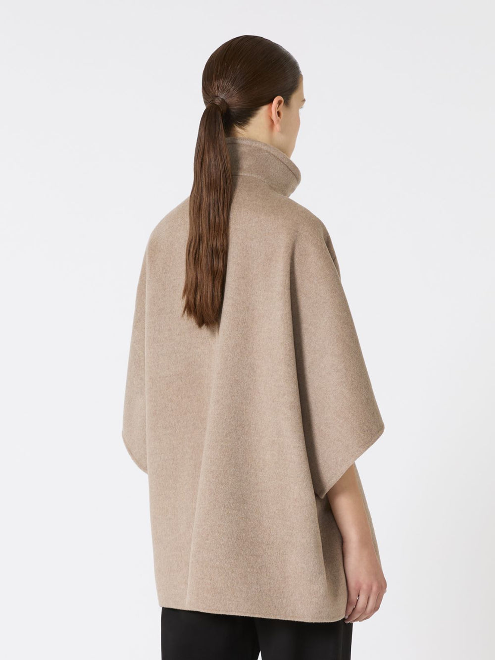 Lightweight cashmere broadcloth cape - Beige