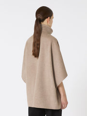 Lightweight cashmere broadcloth cape - Beige