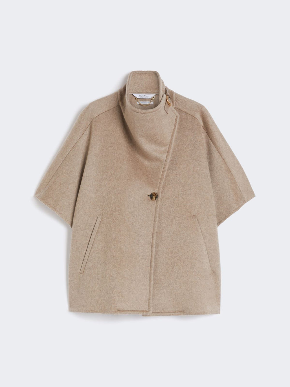 Lightweight cashmere broadcloth cape - Beige