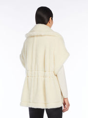 Cape in alpaca and wool Teddy fabric - Optical white