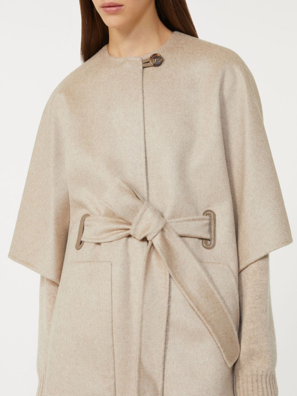 Cashmere cape with belt - Beige