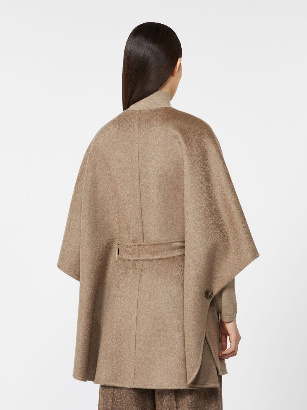Cashmere cape with belt - Brown