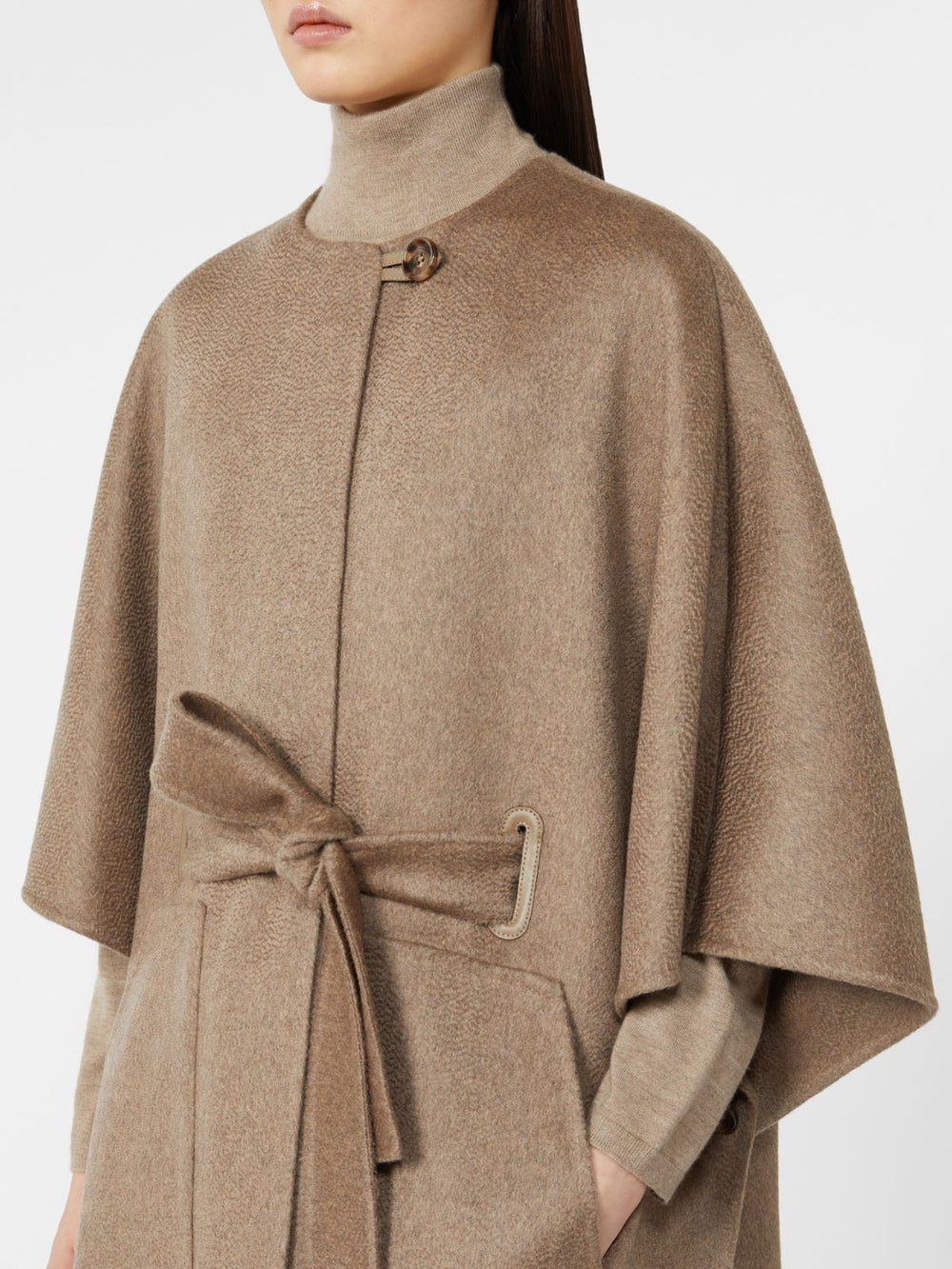Cashmere cape with belt - Brown