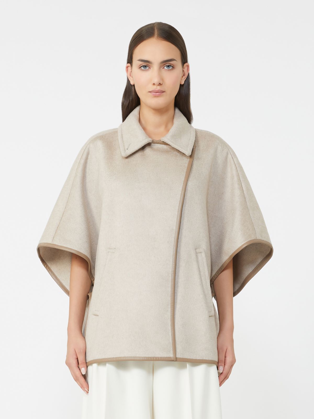 Cashmere zibeline cape - Beige