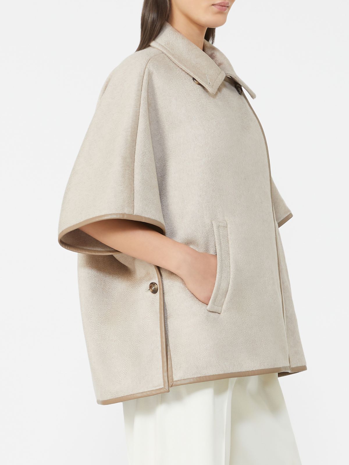 Cashmere zibeline cape - Beige