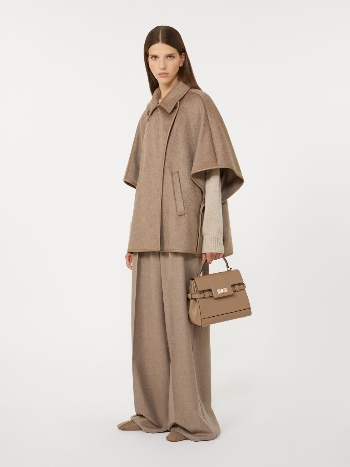Cashmere zibeline cape - Brown