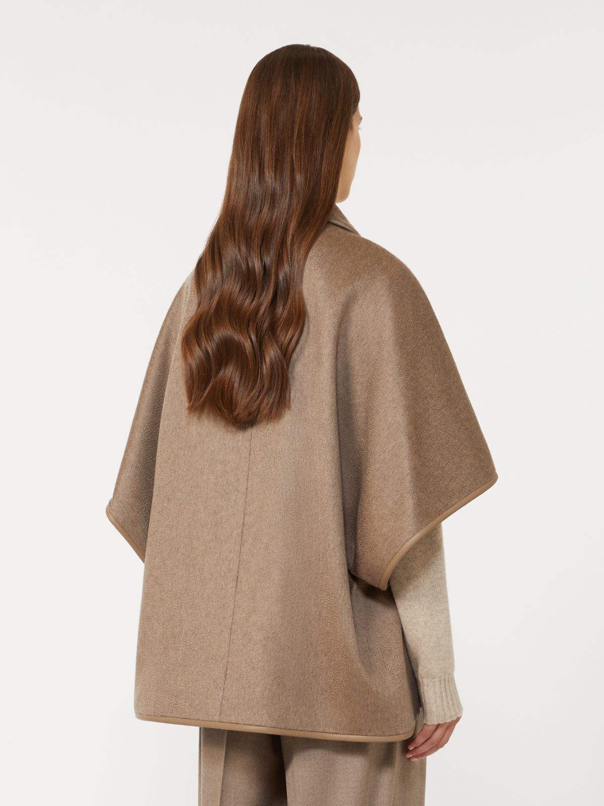 Cashmere zibeline cape - Brown
