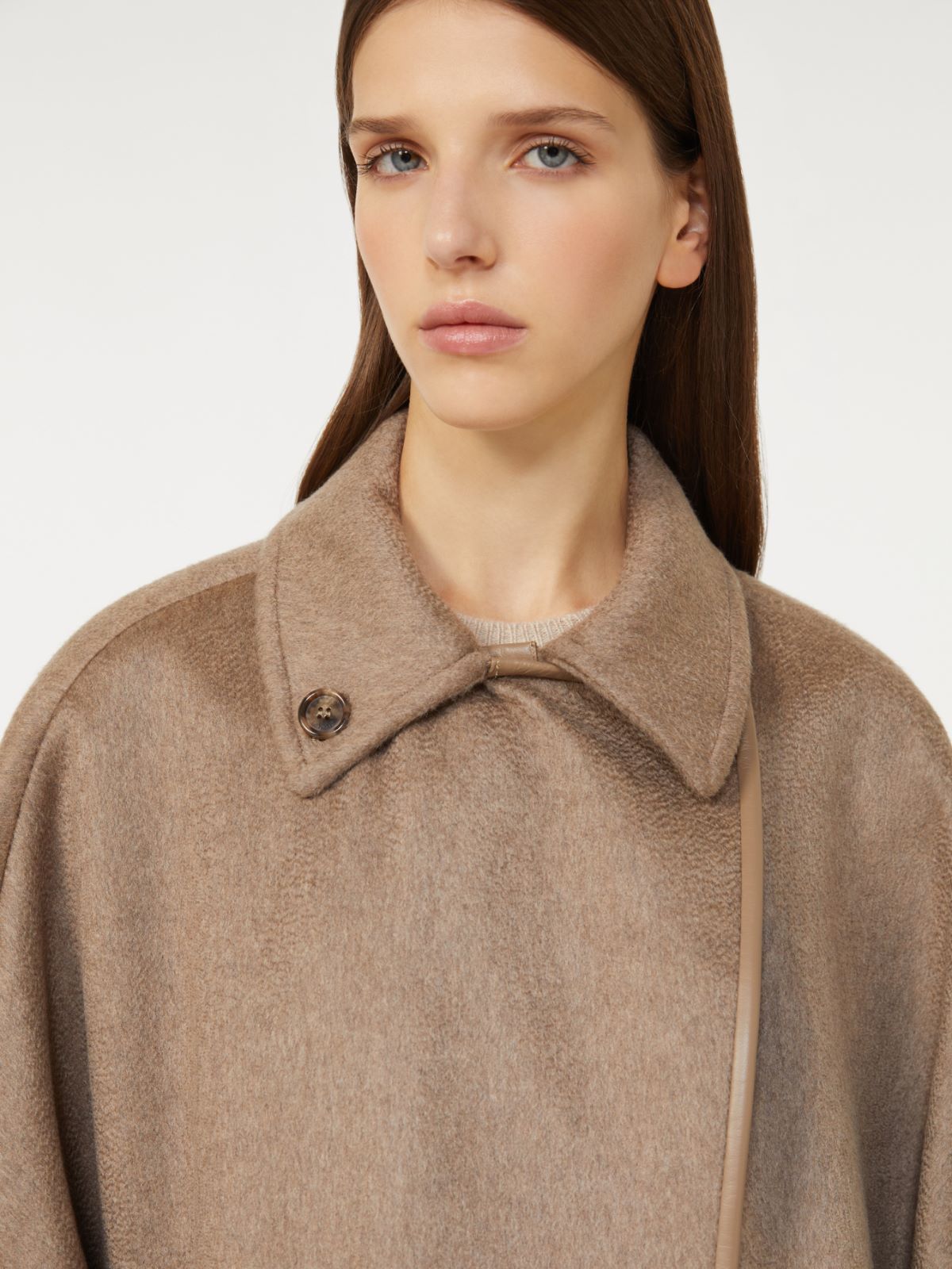 Cashmere zibeline cape - Brown