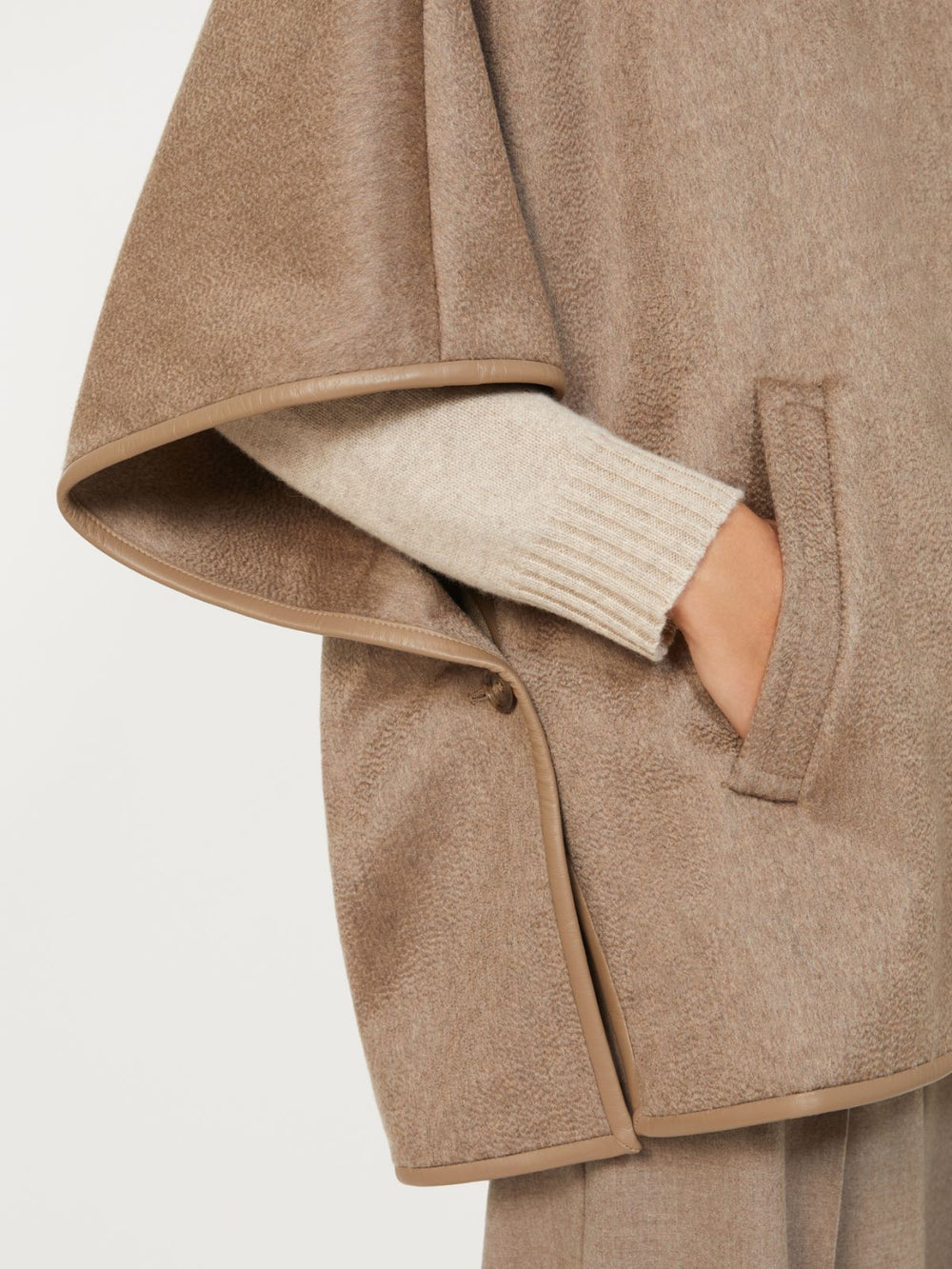 Cashmere zibeline cape - Brown