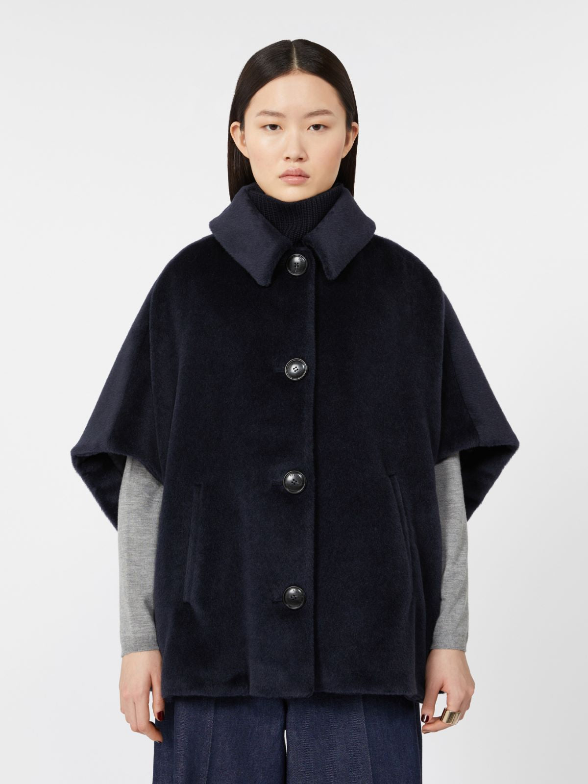 Alpaca cape - Ultramarine