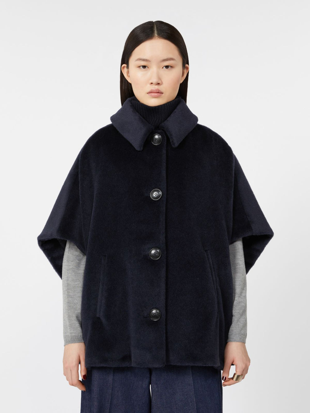 Alpaca cape - Ultramarine