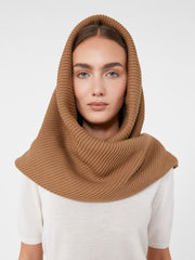 Wool yarn maxi shawl - Camel