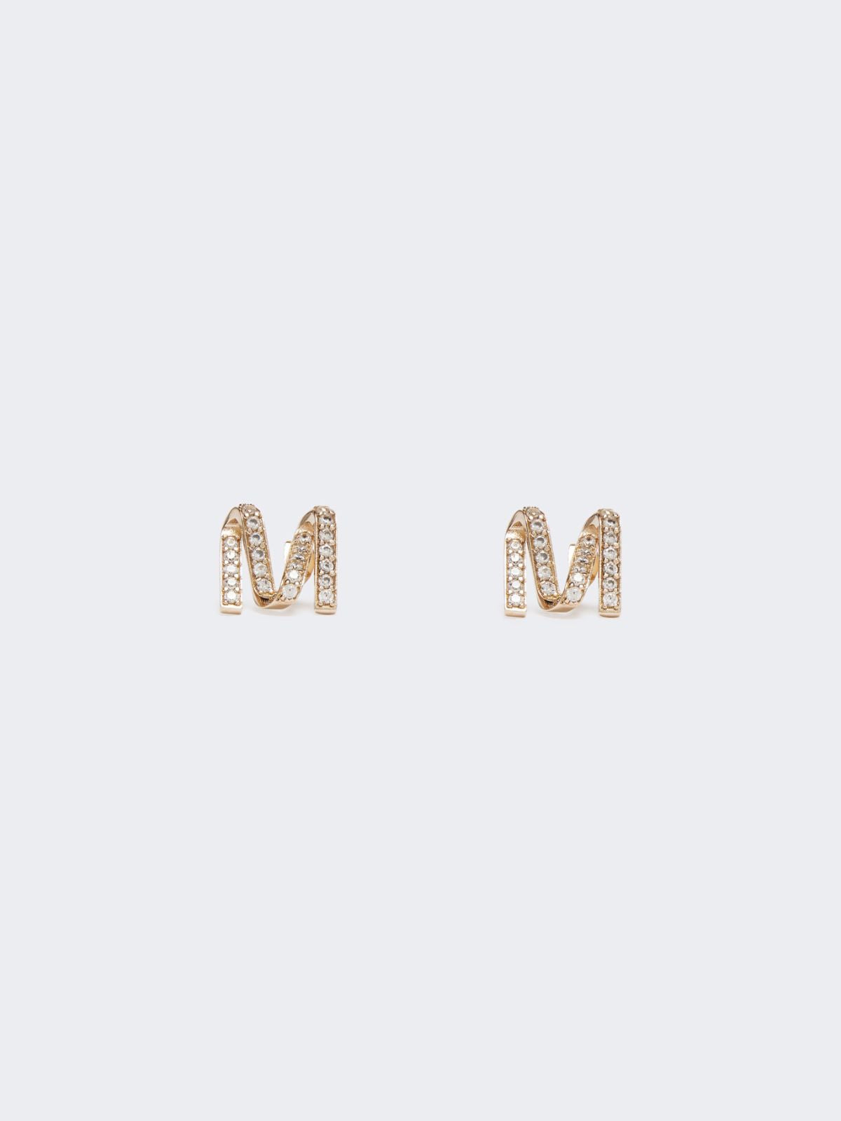 Monogram earrings with rhinestones - Bronze