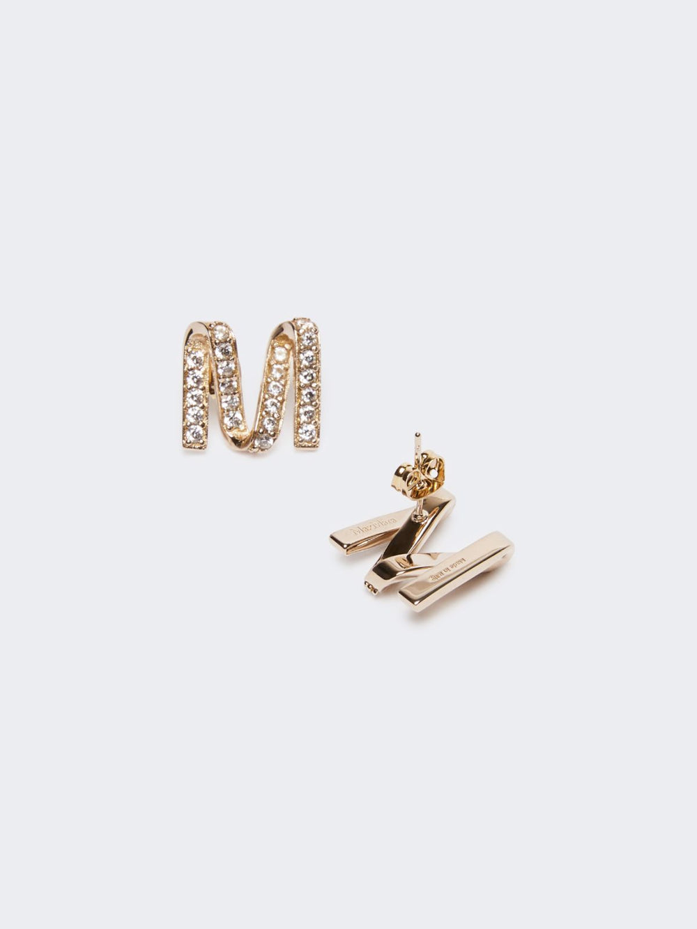 Monogram earrings with rhinestones - Bronze