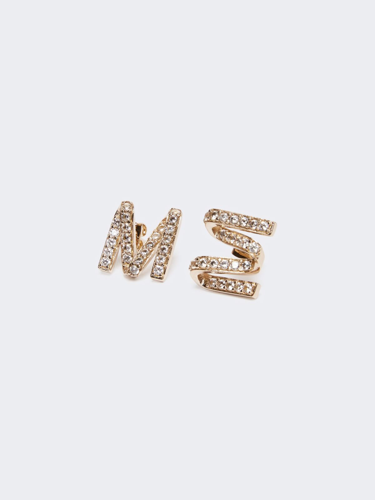 Monogram earrings with rhinestones - Bronze