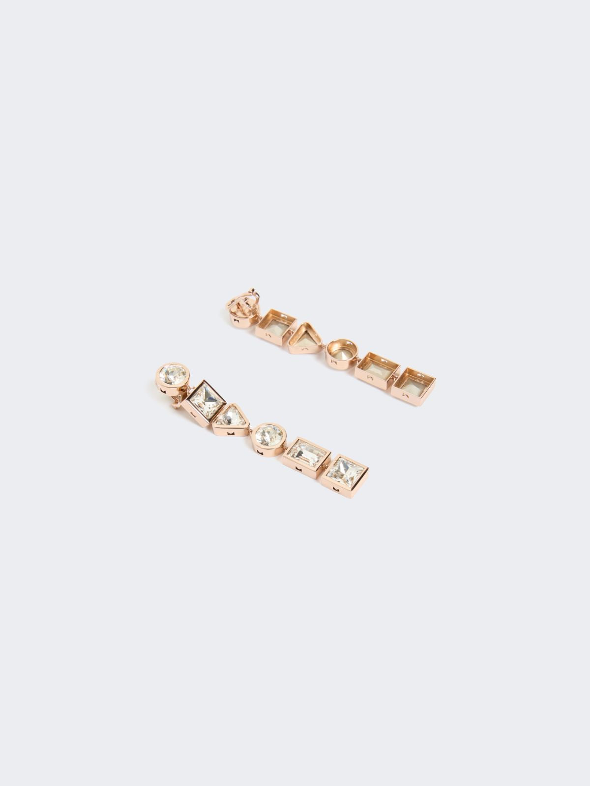 Pendant earrings with crystals - Bronze