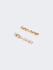 Pendant earrings with crystals - Bronze