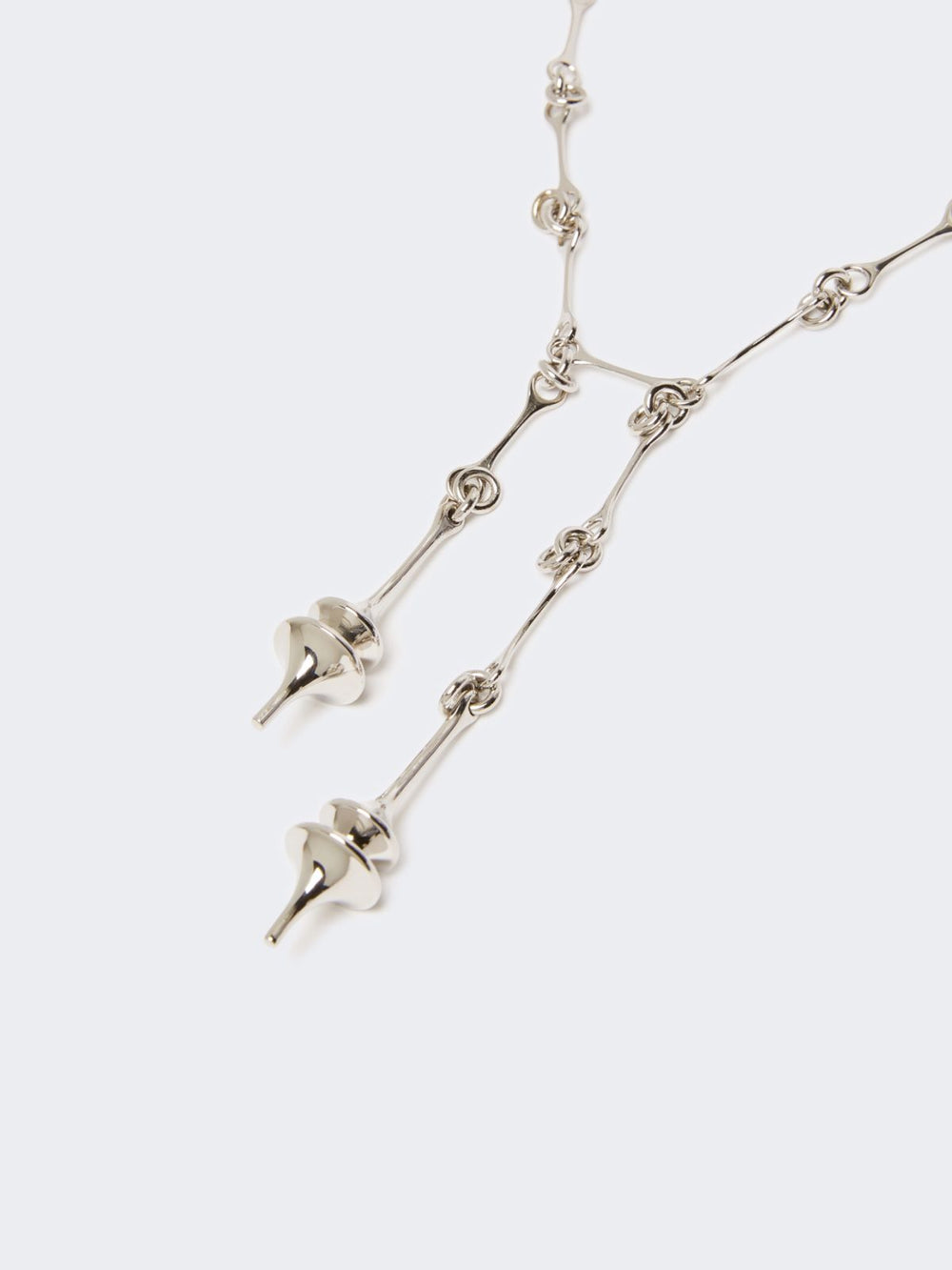 - Long necklace with double pendant - Silver