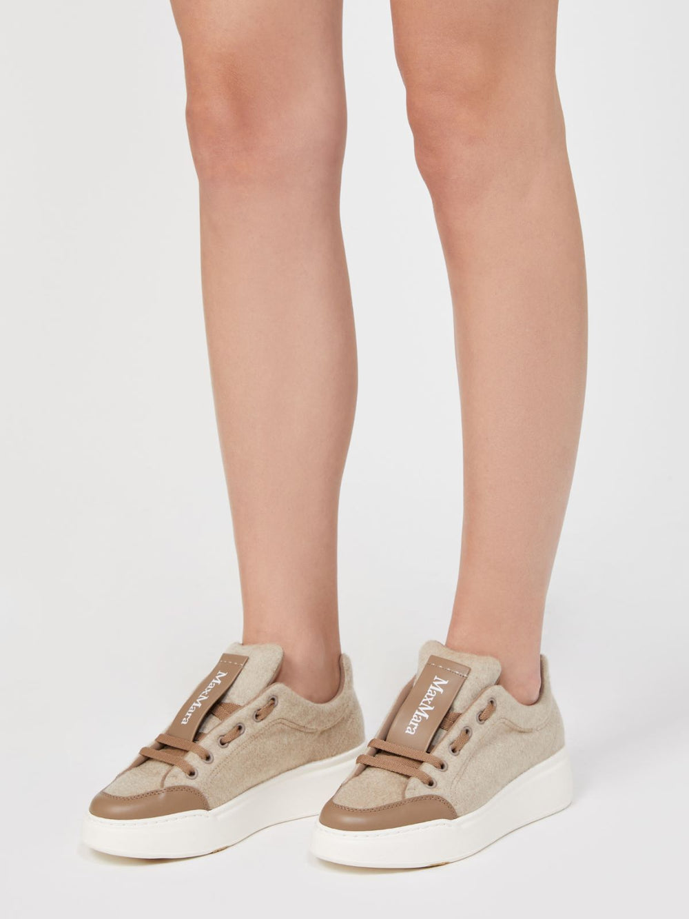 Water-repellent cashmere trainers - Beige