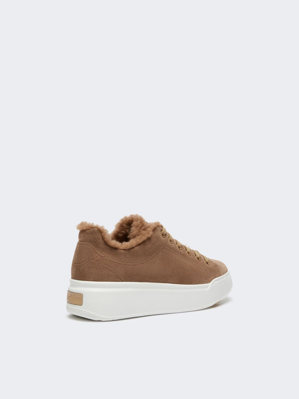 Suede and Teddy fabric trainers - Hazelnut brown