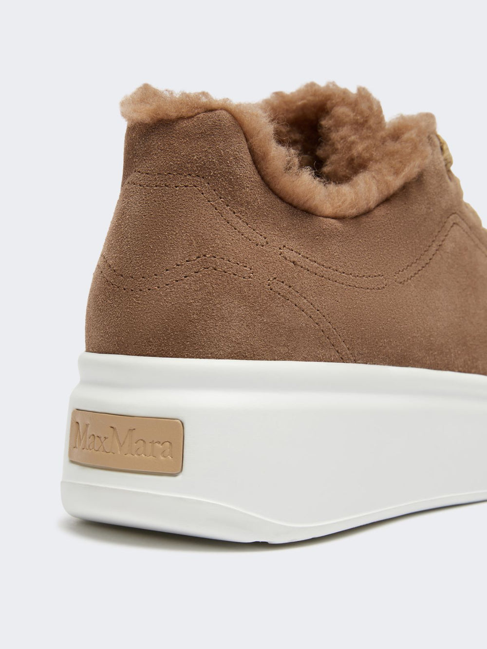 Suede and Teddy fabric trainers - Hazelnut brown
