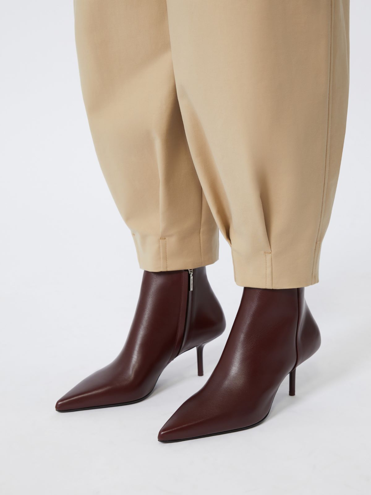 Zip-up leather ankle boots - Bordeaux
