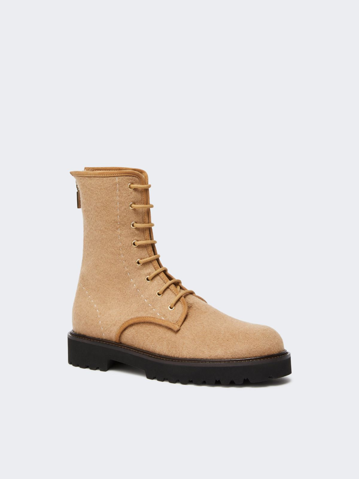 Water-repellent camel combat boots - Camel