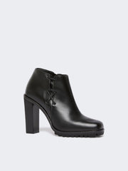 Smooth leather booties - Black