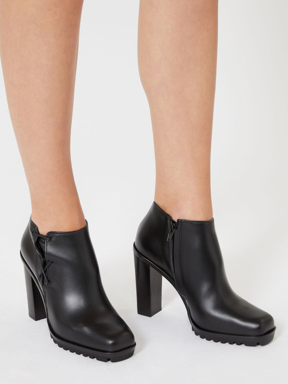 Smooth leather booties - Black