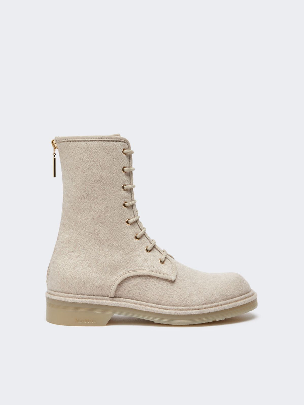Combat boots in pure cashmere - Beige