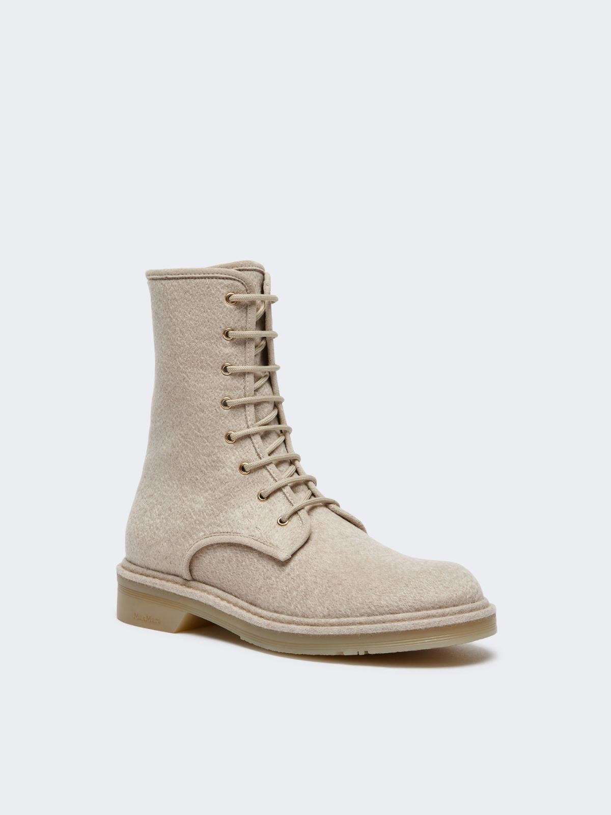 Combat boots in pure cashmere - Beige