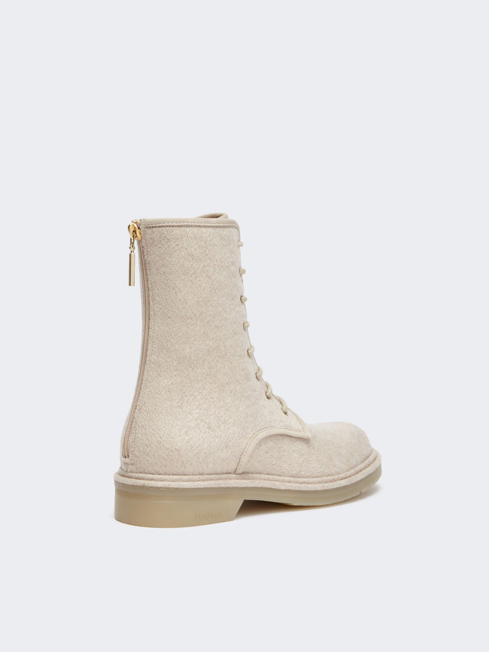 Combat boots in pure cashmere - Beige