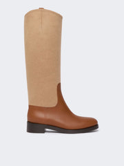 Camel and leather boots - Amber brown