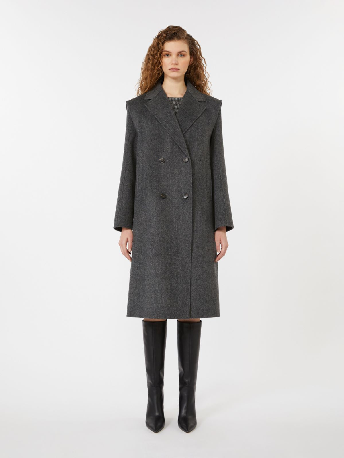 2-in-1 wool drap coat - Dark grey