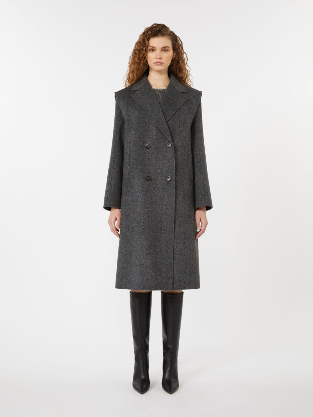 2-in-1 wool drap coat - Dark grey
