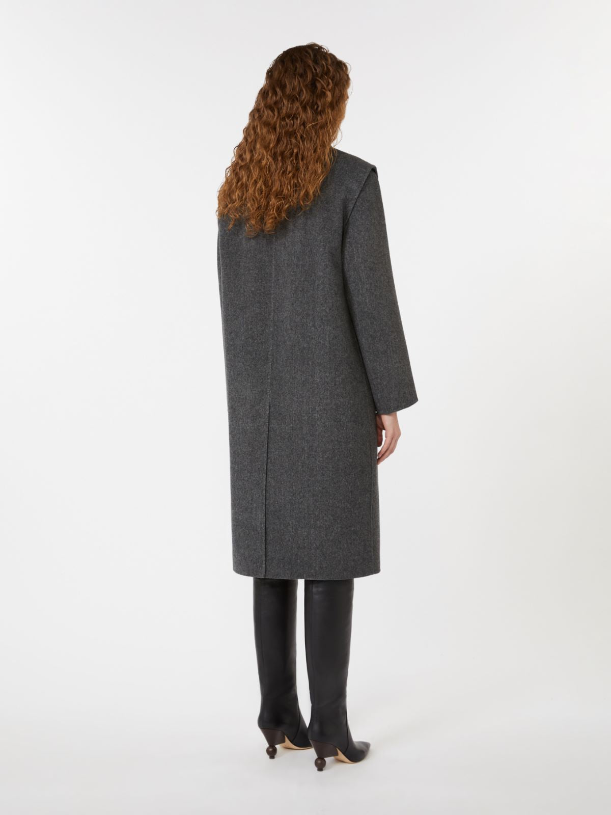 2-in-1 wool drap coat - Dark grey