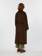 Long wool and alpaca coat - Chocolate