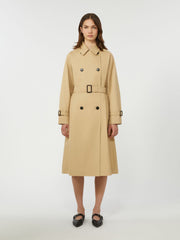 Reversible water-repellent gabardine trench coat - Beige