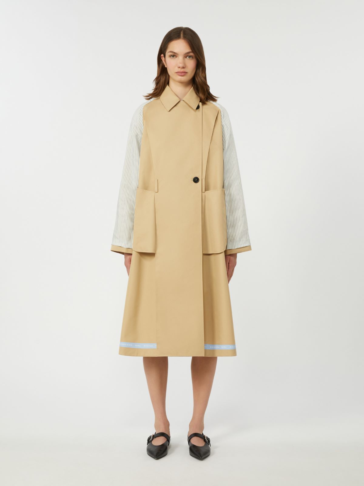 Reversible water-repellent gabardine trench coat - Beige