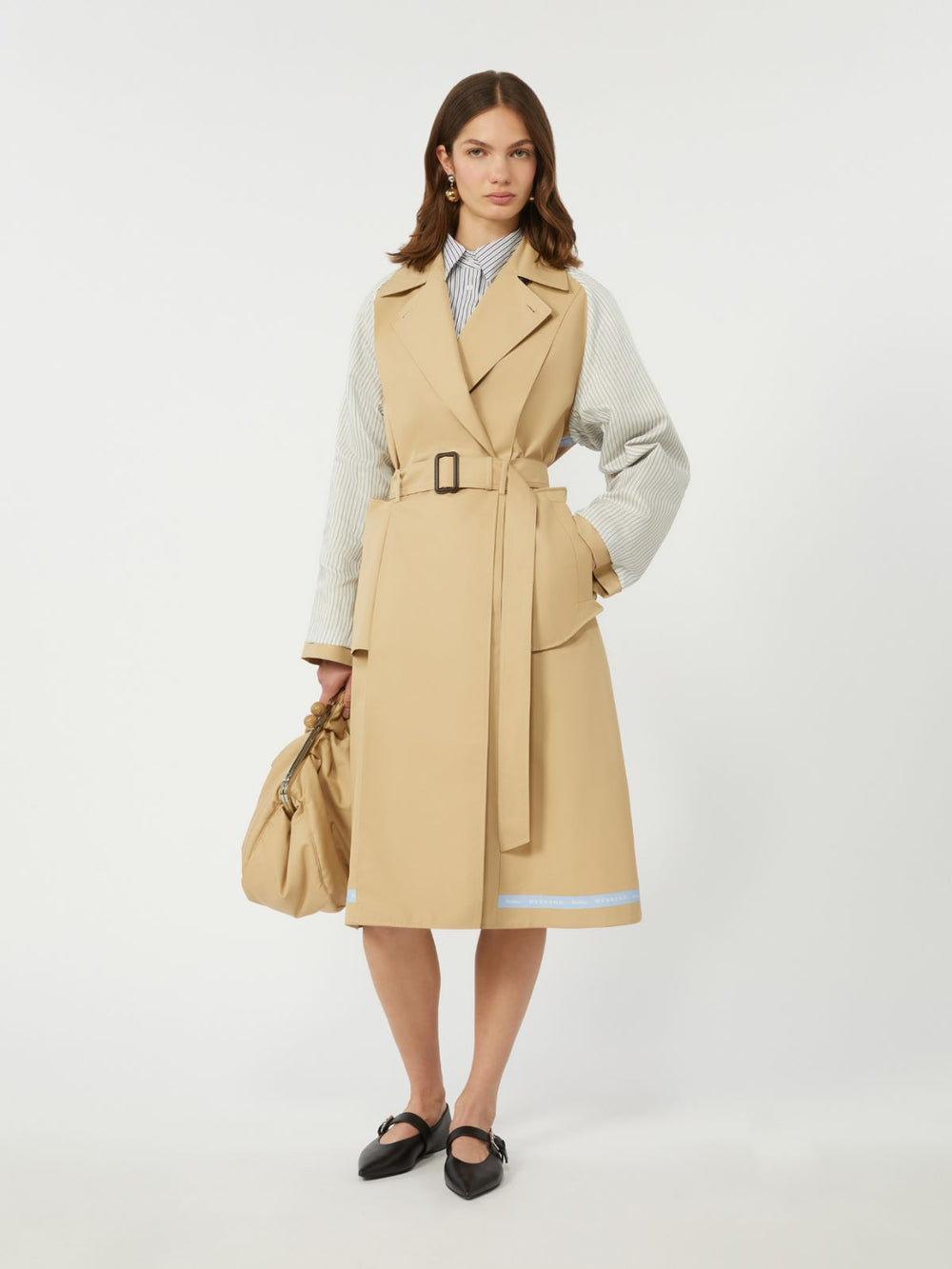 Reversible water-repellent gabardine trench coat - Beige