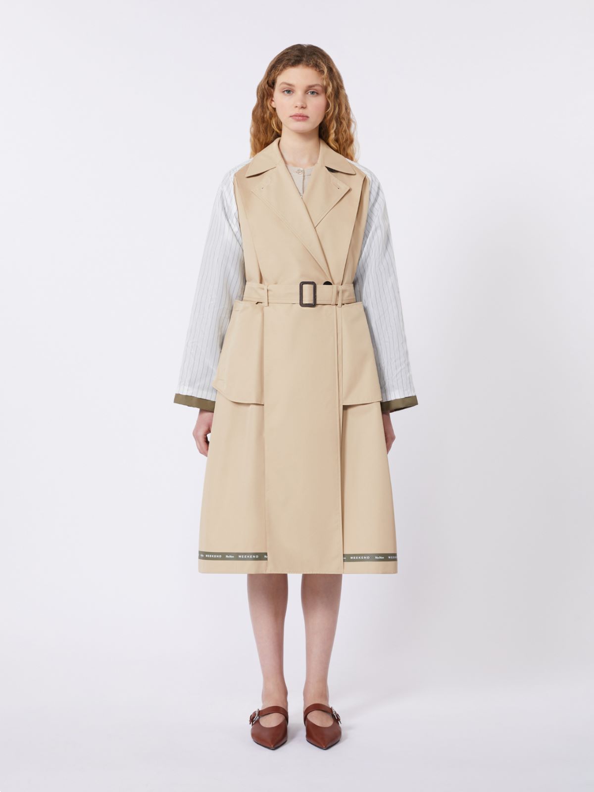 Reversible water-repellent gabardine trench coat - Beige