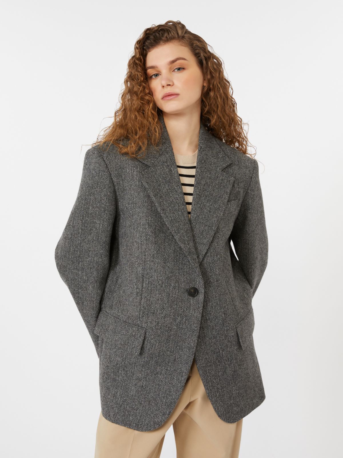 Oversize wool blazer - Dark grey